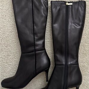 L.K.Bennett London heeled kneehigh Boots real leather Black 37 1/2 made in Italy